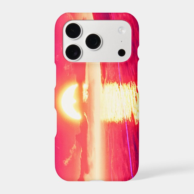 Digital Synthwave Sunset Sea Reflection Iphone Case (Back)