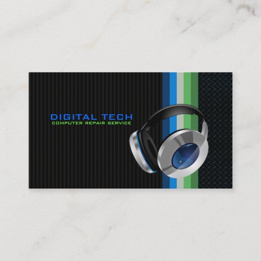 Customizable Digital Tech. Headphones Business Cards