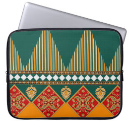 Digital textile design motif with geometrical bord laptop sleeve