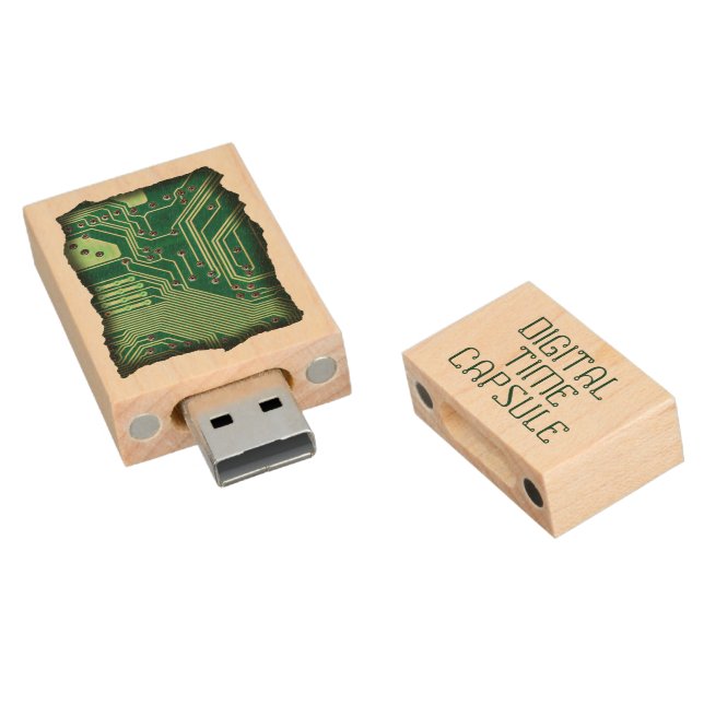 Digital Time Capsule Wood Flash Drive (Angled)