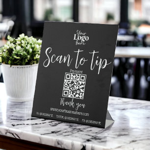 Digital tio jar, scan to pay business QR code  Pedestal Sign