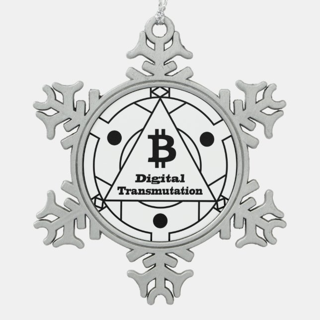 Digital Transmutation Alchemy Snowflake Pewter Christmas Ornament (Front)