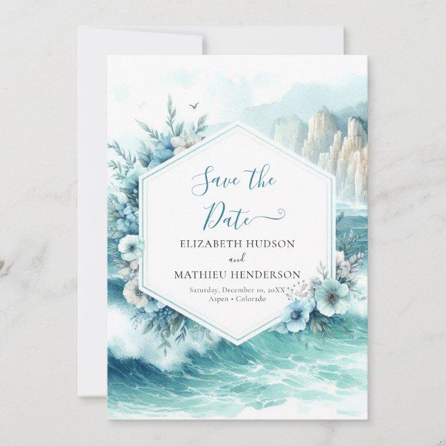 Digital Typography Nautical Wedding Save The Date (Front)