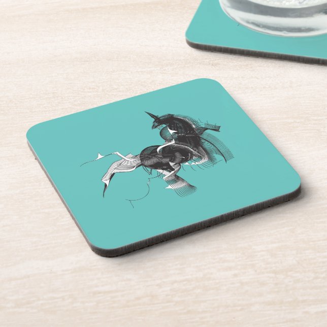 Digital Unicorn Beverage Coaster (Left Side)