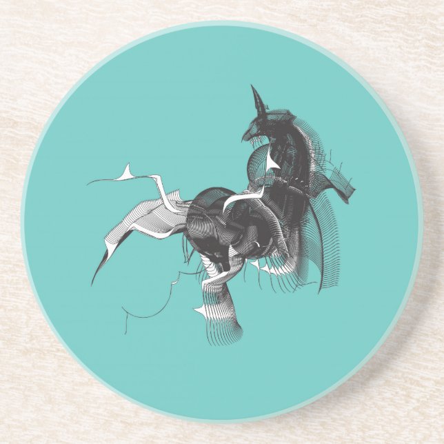 Digital Unicorn Drink Coaster (Front)