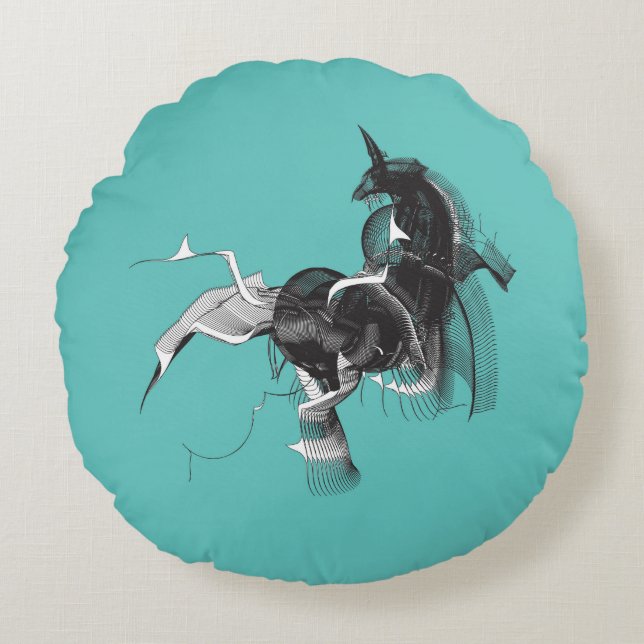 Digital Unicorn Round Pillow (Front)
