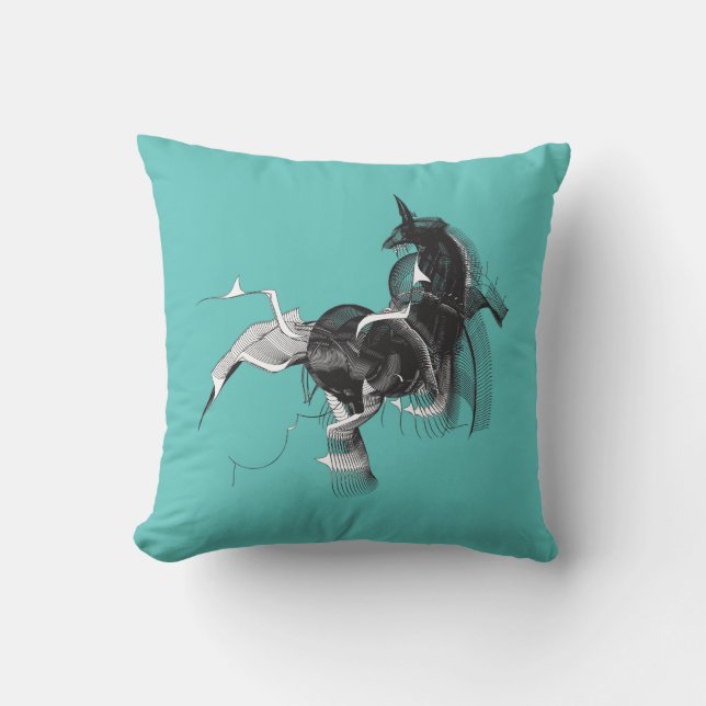 Digital Unicorn Throw Pillow (Front)