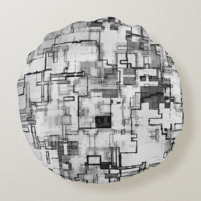 Digital Urban Circuit Design Round Pillow (Back)