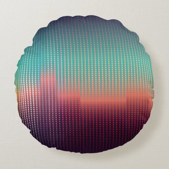 Digital urban landscape, colorful squares. round pillow (Front)