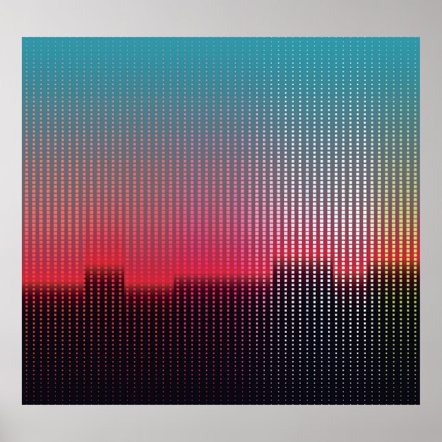 Digital Urban Squares: Futuristic Blur. Poster (Front)