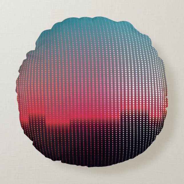 Digital Urban Squares: Futuristic Blur. Round Pillow (Front)