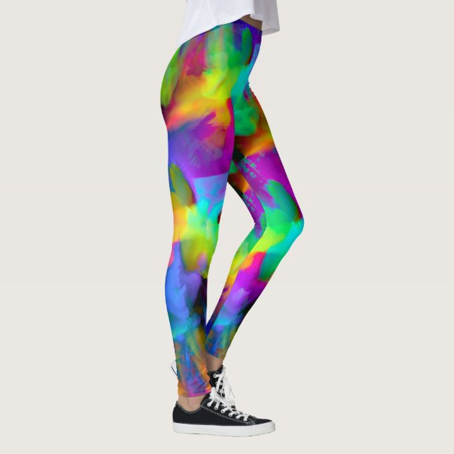 Digital very colored brush strokes smudges leggings (Right)