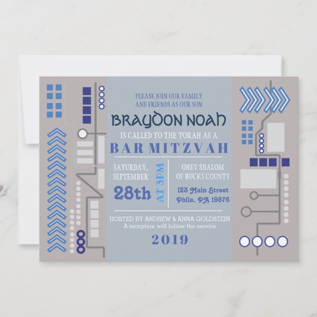 Digital Video Games Bar Bat Mitzvah Invitation (Front)