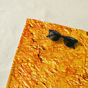 Digital 'wall texture' intese yellow and orange beach towel