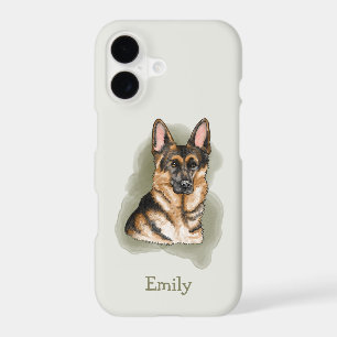 Digital Watercolor German Shepherd Art And Name iPhone 17 Case
