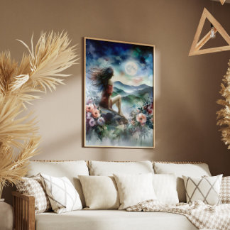 Digital watercolor painting — "Fluidity" Faux Canvas Print