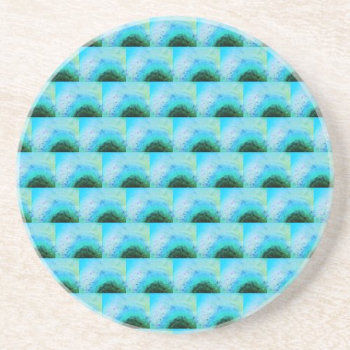 Digital Wave Sandstone Coaster