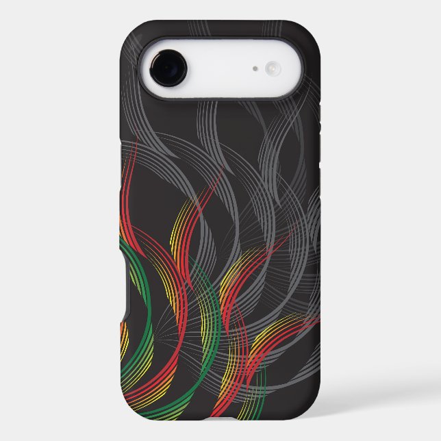 Digital Wavy Lines Red & Green Waves Abstract Art  Case-Mate iPhone Case (Back)