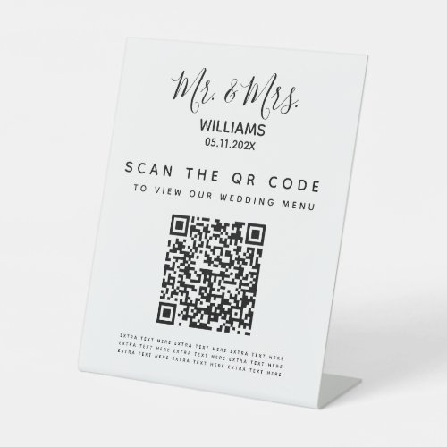 Digital Wedding Menu Qr Code Scan Table Sign