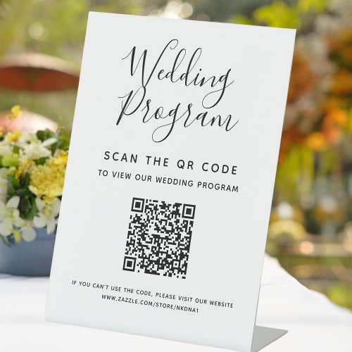 Digital Wedding Program Scan QR Code Acrylic Pedestal Sign