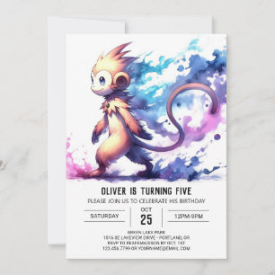 Digital Whimsical Monkey Birthday Invitation