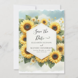 Digital Whimsical Sunflower Wedding Save The Date