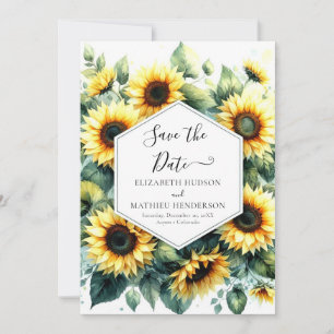 Digital Whimsical Sunflower Wedding Save The Date