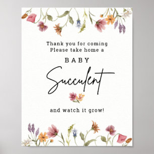 Digital Wildflower Baby Succulent Baby Shower Poster