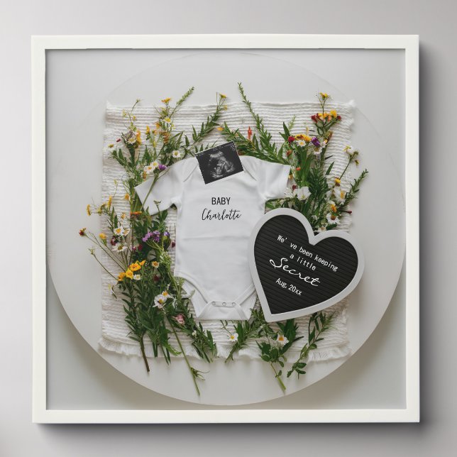 Digital wildflower pregnancy announcement  peel and stick photo tile (Front Set)