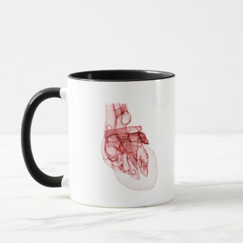 Digital wireframe of the human heart mug