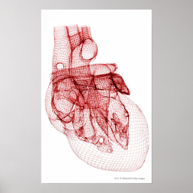 Digital wireframe of the human heart poster (Front)