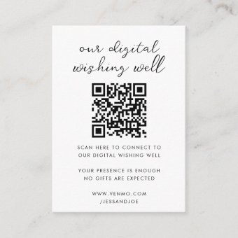 Digital Wishing Well QR Code Wedding Registry Encl Enclosure Card | Zazzle