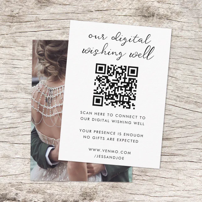 Digital Wishing Well QR Code Wedding Registry Encl Enclosure Card | Zazzle