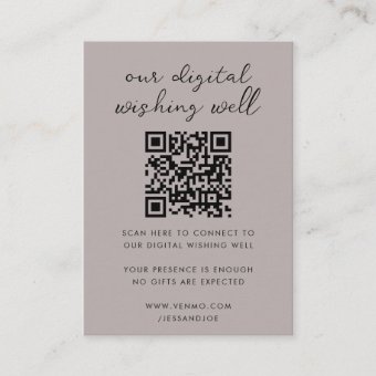 Digital Wishing Well QR Code Wedding Registry Enclosure Card | Zazzle