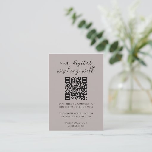 Digital Wishing Well QR Code Wedding Registry Enclosure Card | Zazzle