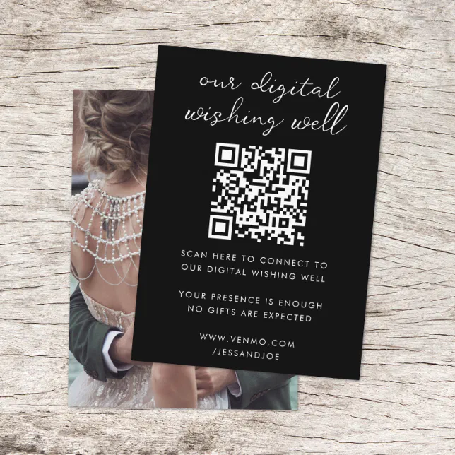 Digital Wishing Well QR Code Wedding Registry Enclosure Card | Zazzle