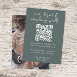 Digital Wishing Well QR Code Wedding Registry Enclosure Card<br><div class="desc">Simple, stylish wedding digital wishing well photo enclosure card in a modern minimalist design style with an elegant natural script typography in classic white on a sage green background, with an informal handwriting style font. The design can easily be personalized with your title, payment details (Zelle, Venmo, Paypal), scannable QR...</div>