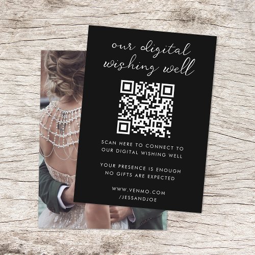 Digital Wishing Well QR Code Wedding Registry Enclosure Card
