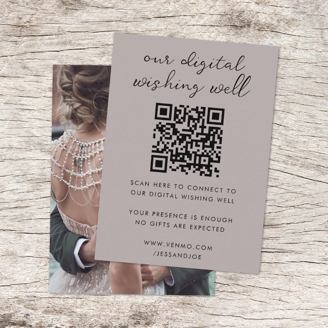 Digital Wishing Well QR Code Wedding Registry Enclosure Card (Creator Uploaded)