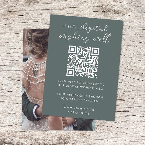 Digital Wishing Well QR Code Wedding Registry Enclosure Card