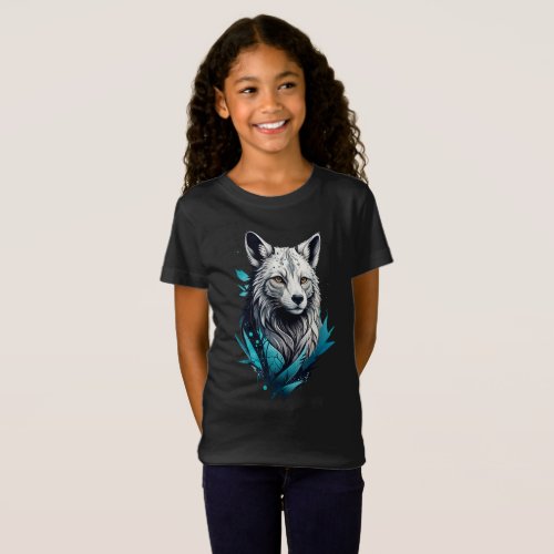 Digital Wolf Basic Kids Girls T_Shirt