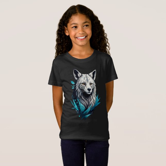 Digital Wolf Basic Kids Girl's T-Shirt (Front Full)