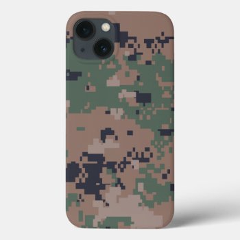 Digital Woodland Camouflage Iphone 13 Case by staticnoise at Zazzle