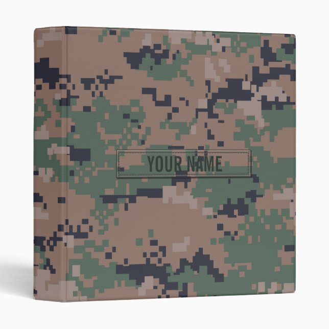 Digital Woodland Camouflage Customizable Binder (Front/Spine)