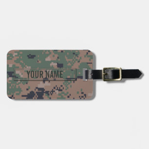 Digital Woodland Camouflage Customizable Luggage Tag