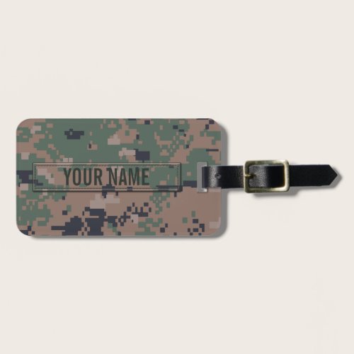 Digital Woodland Camouflage Customizable Luggage Tag