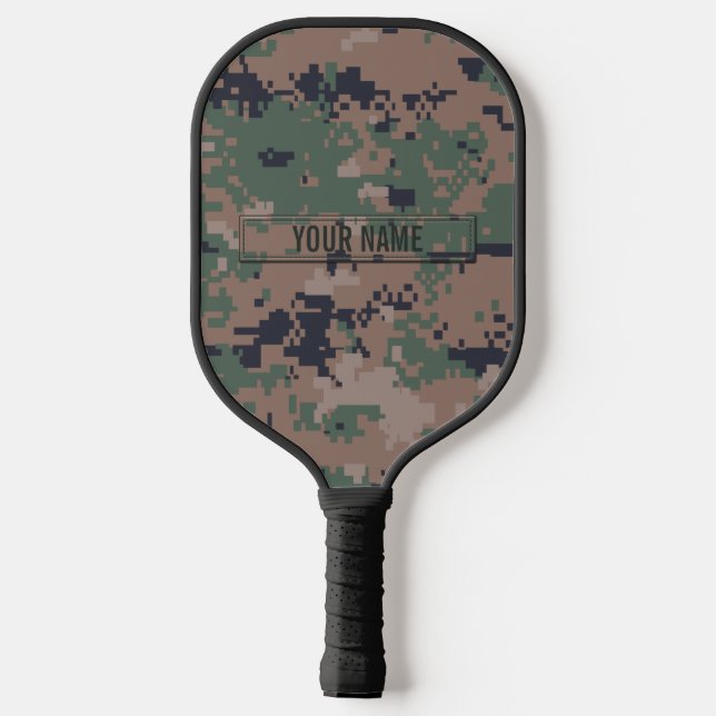 Digital Woodland Camouflage Customizable Pickleball Paddle (Back)