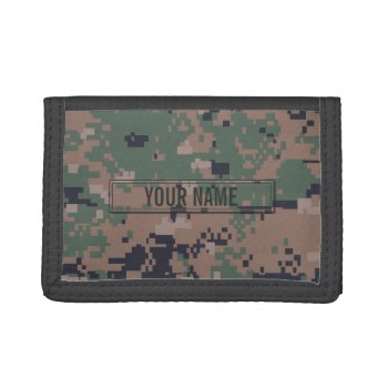 Digital Woodland Camouflage Customizable Tri-fold Wallet by staticnoise at Zazzle