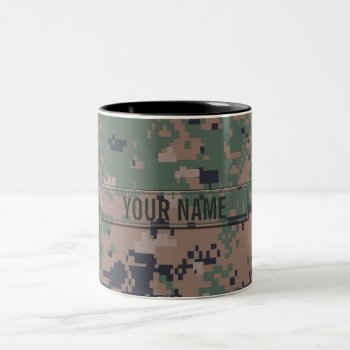 Digital Woodland Camouflage Customizable Two-tone Coffee Mug by staticnoise at Zazzle