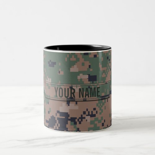 Digital Woodland Camouflage Customizable Two_Tone Coffee Mug